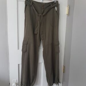 London Jean Lyocell Cargo Pants Trouser Khaki Green Sz 6